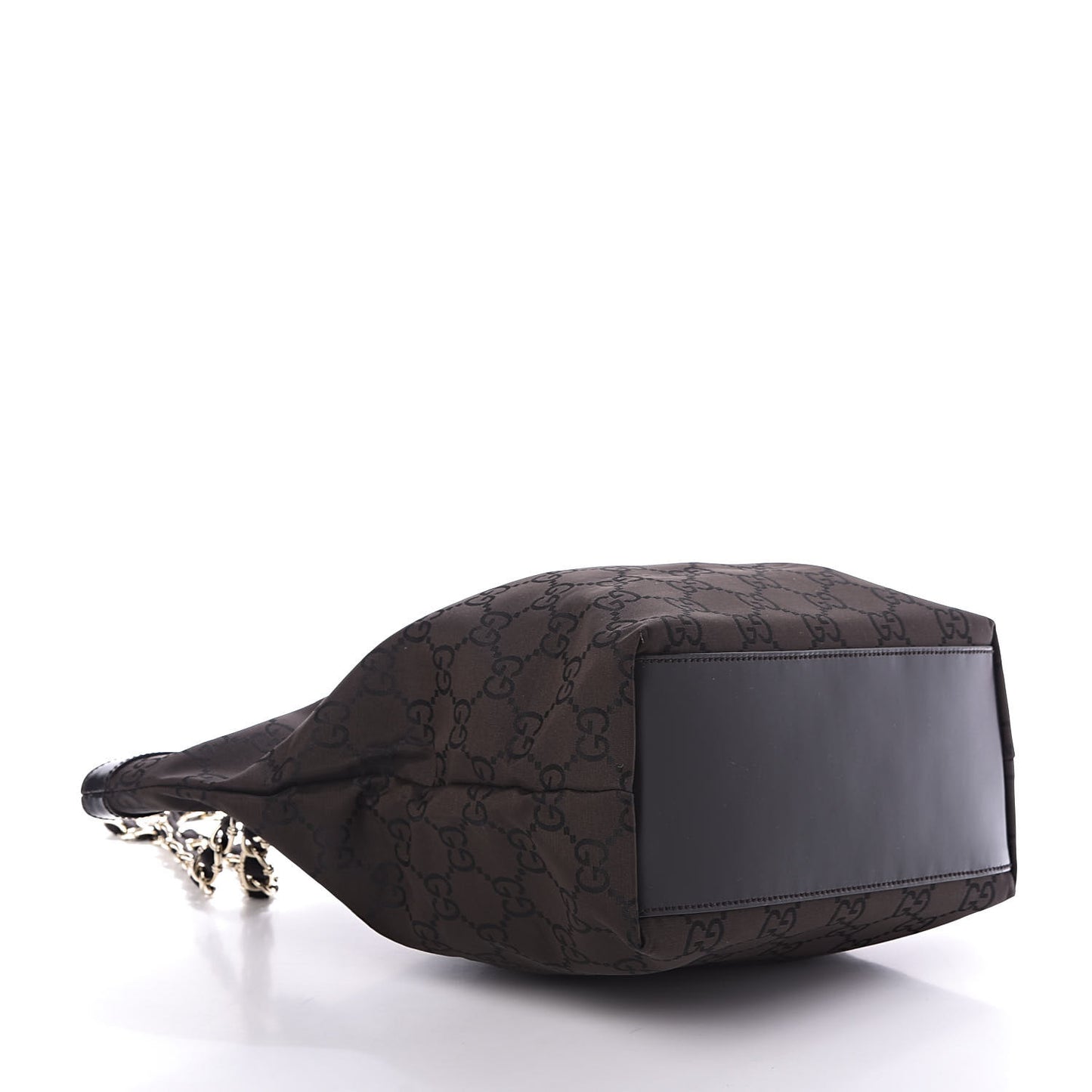Nylon Monogram Chain Bucket Tote Brown