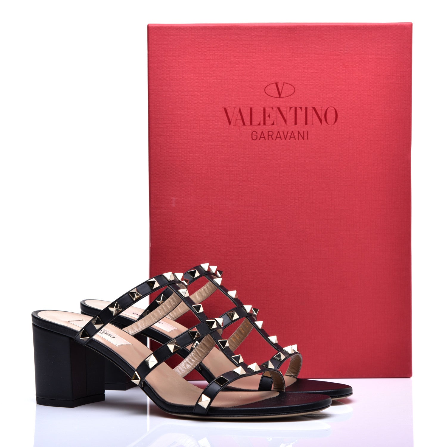 Valentino Garavani Calfskin Rockstud 60mm Caged Slide Sandals 40 Black 9 of 9