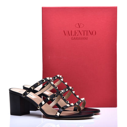 Valentino Garavani Calfskin Rockstud 60mm Caged Slide Sandals 40 Black 9 of 9