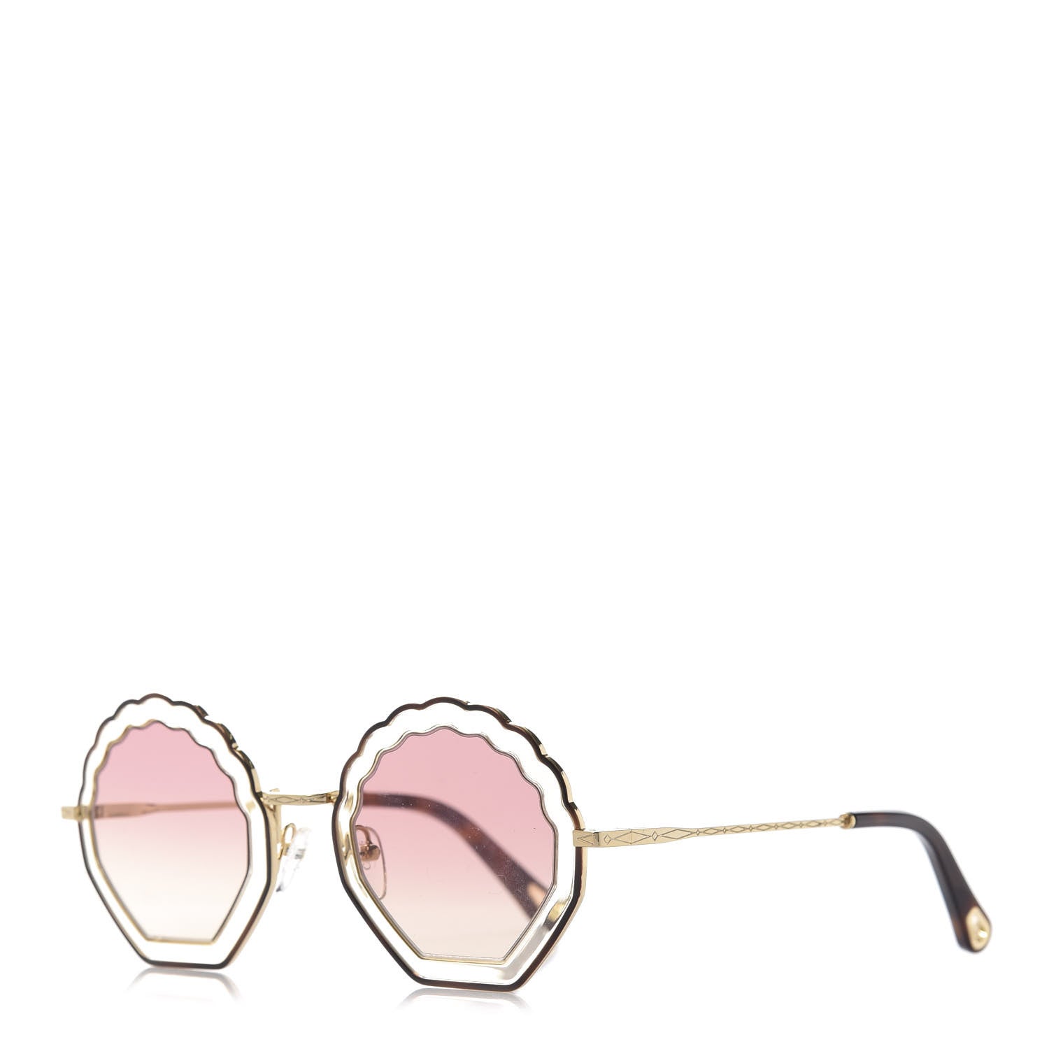 Chloe Scalloped Sunglasses CE147S Gold Pink 1 of 8