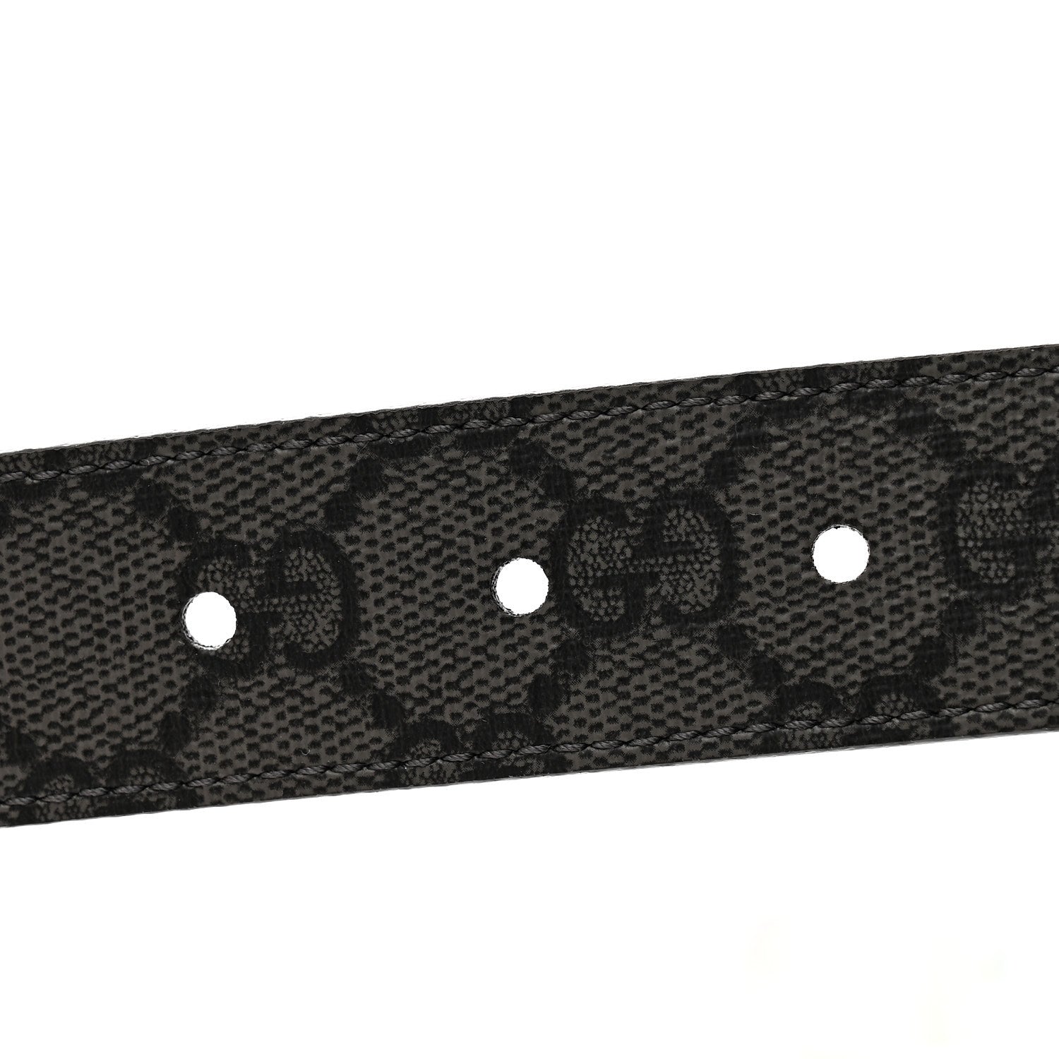 Gucci Selleria Calfskin GG Supreme Monogram Reversible Belt 80 32 Graphite Grey Black 4 of 5
