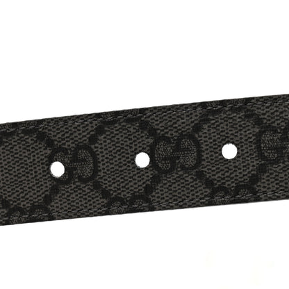 Gucci Selleria Calfskin GG Supreme Monogram Reversible Belt 80 32 Graphite Grey Black 4 of 5