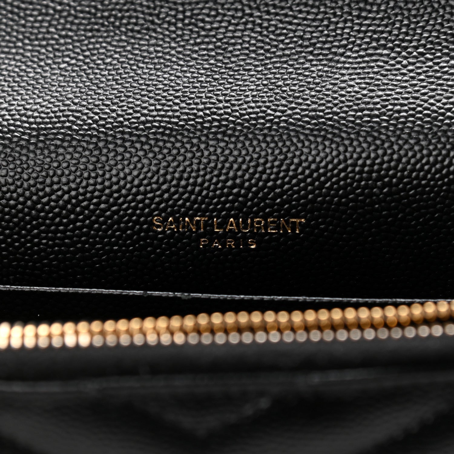 Saint Laurent Grain De Poudre Matelasse Chevron Monogram Envelope Chain Wallet Black 6 of 13