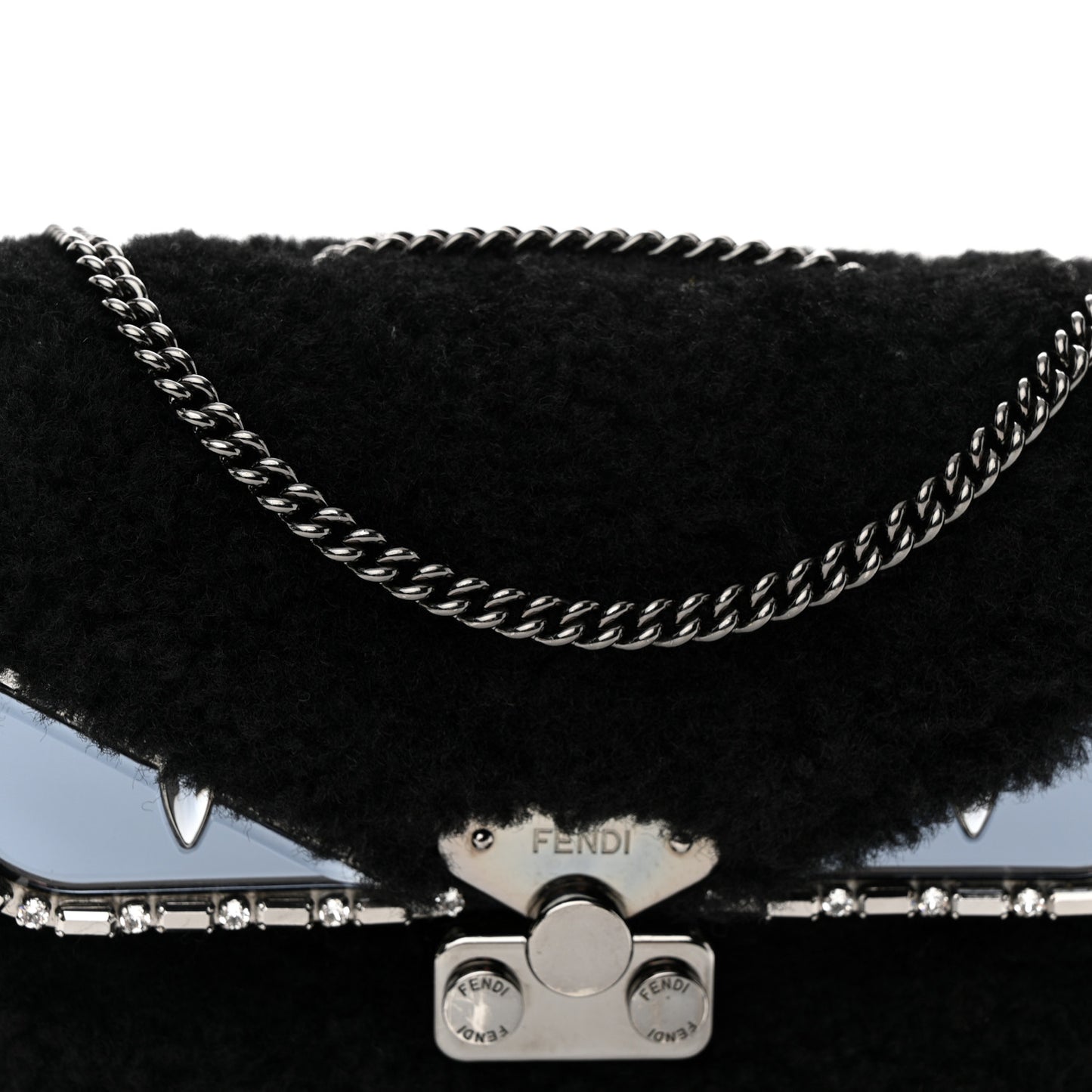 Shearling Crystal FF1974 Monster Eyes Small Bag Bug Chain Bag Narciso Tobacco Moro Black Tobacco Moro