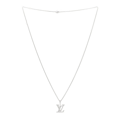 Louis Vuitton 18K White Gold Diamond LV Medium Pendant Necklace 2 of 3