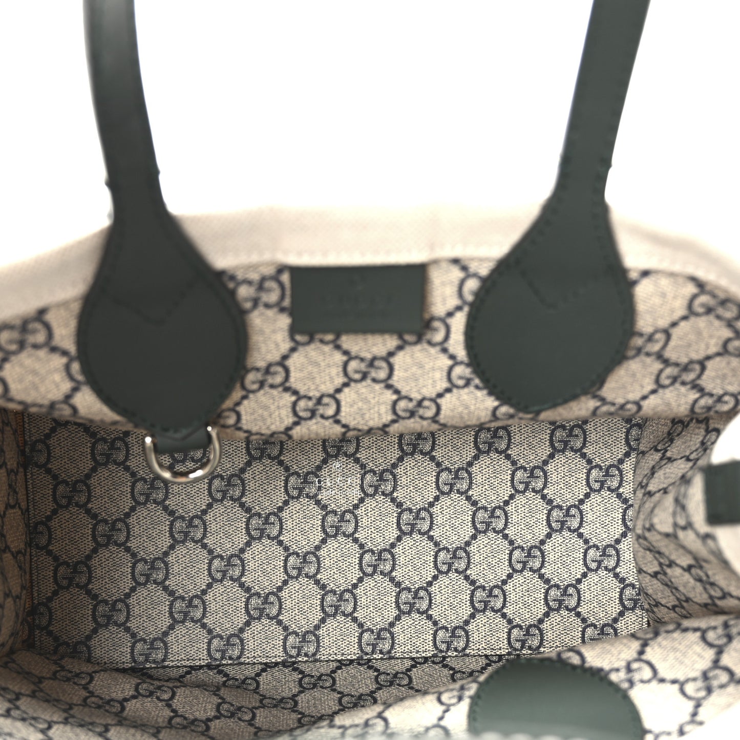 Canvas Calfskin Logo Print Medium Tote Bag Green