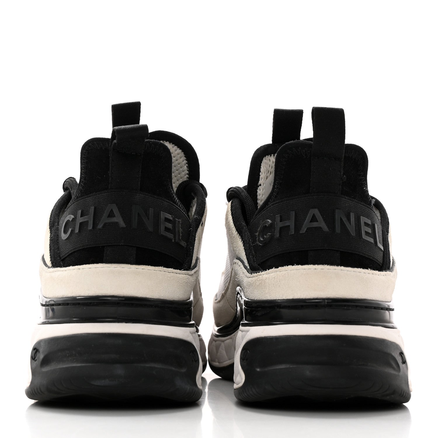 Chanel Fabric Suede Calfskin CC Sneakers 38.5 White Light Grey 5 of 11