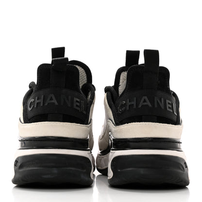 Chanel Fabric Suede Calfskin CC Sneakers 38.5 White Light Grey 5 of 11