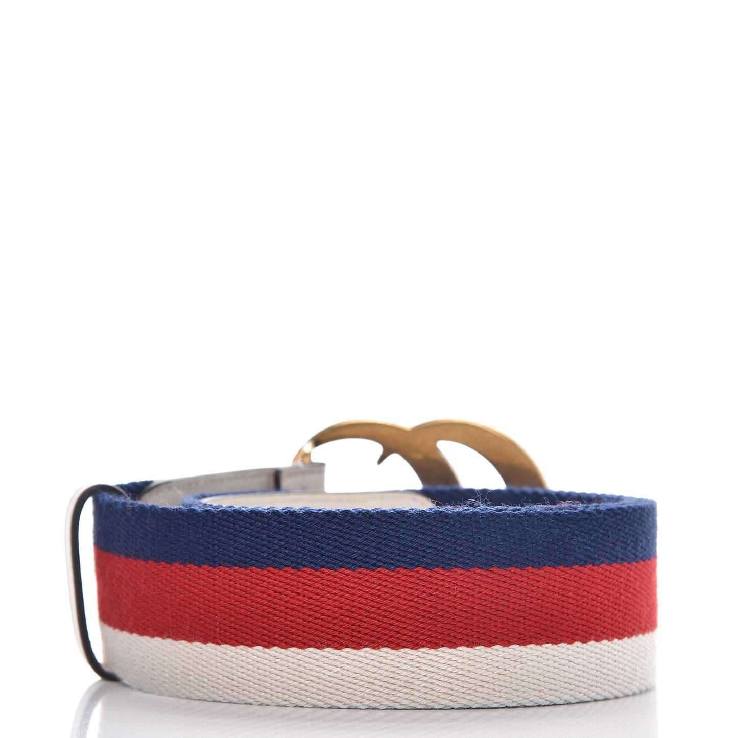 Nylon Calfskin Sylvie Web Double G 40mm Belt 80 32 Mystic White Hibiscus Red Maritime
