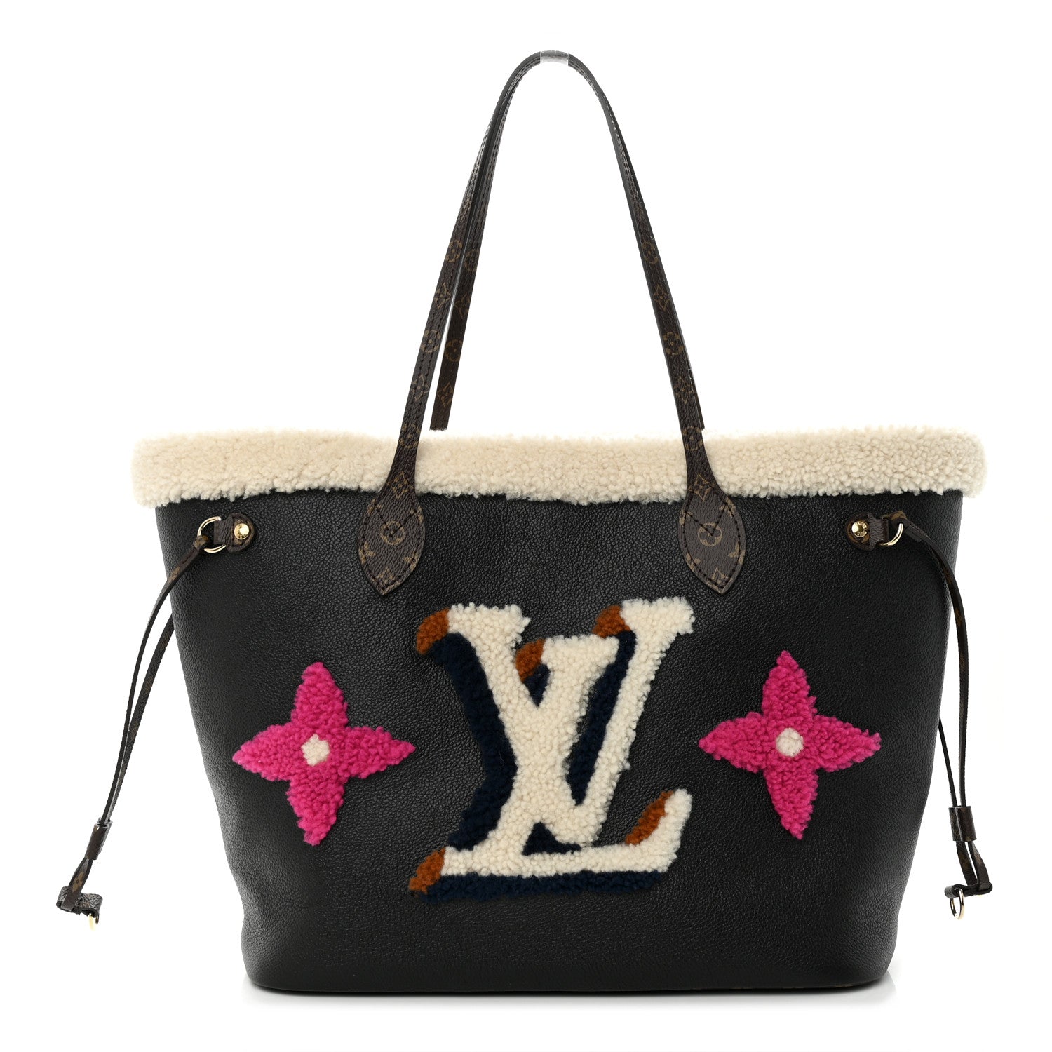 Louis Vuitton Calfskin Monogram Teddy Neverfull MM Black 1 of 10