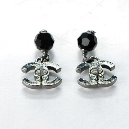 Chanel Crystal Bead CC Drop Earrings Black 5 of 8