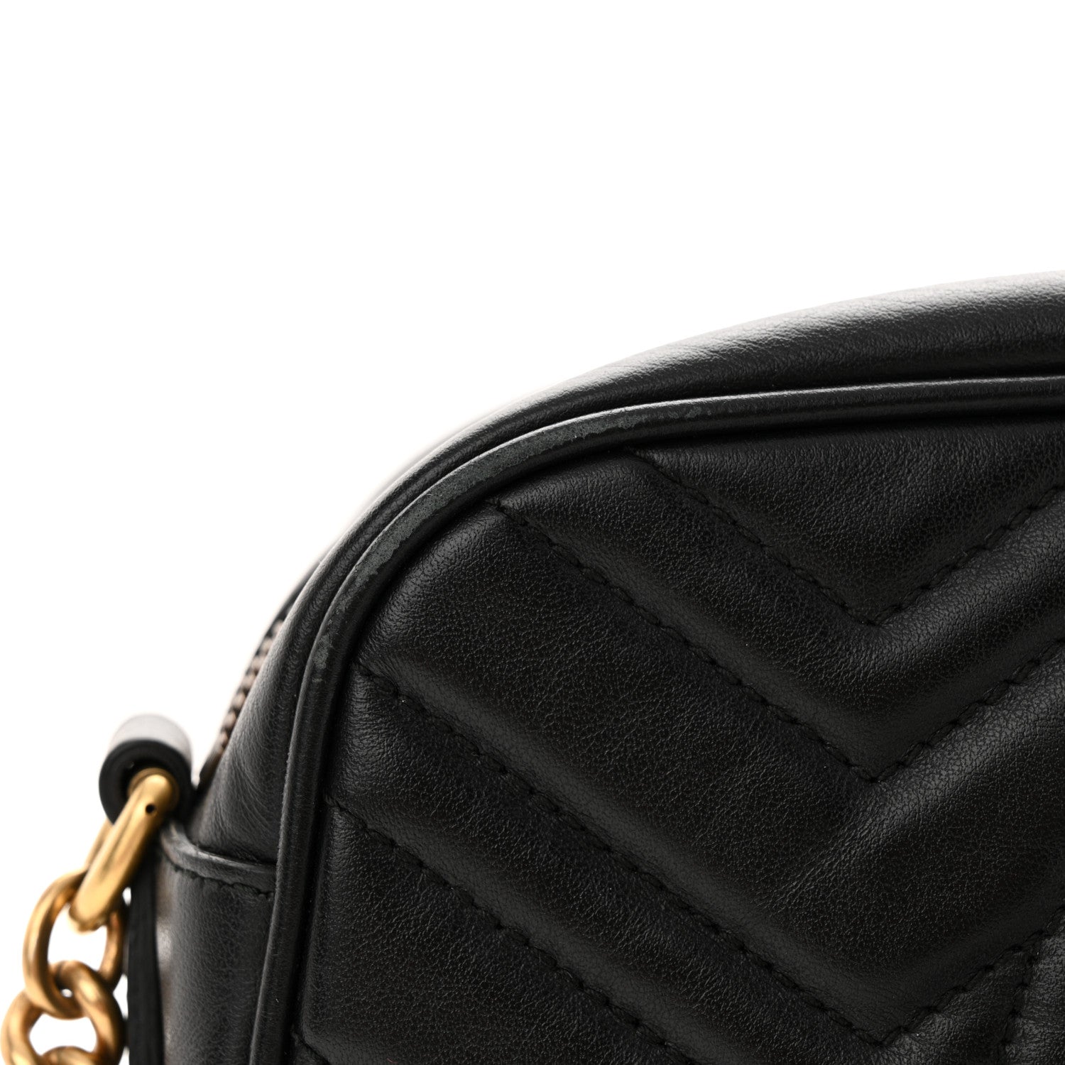 Gucci Calfskin Matelasse Small GG Marmont Chain Shoulder Bag Black 14 of 15