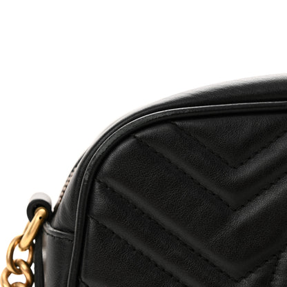 Gucci Calfskin Matelasse Small GG Marmont Chain Shoulder Bag Black 14 of 15