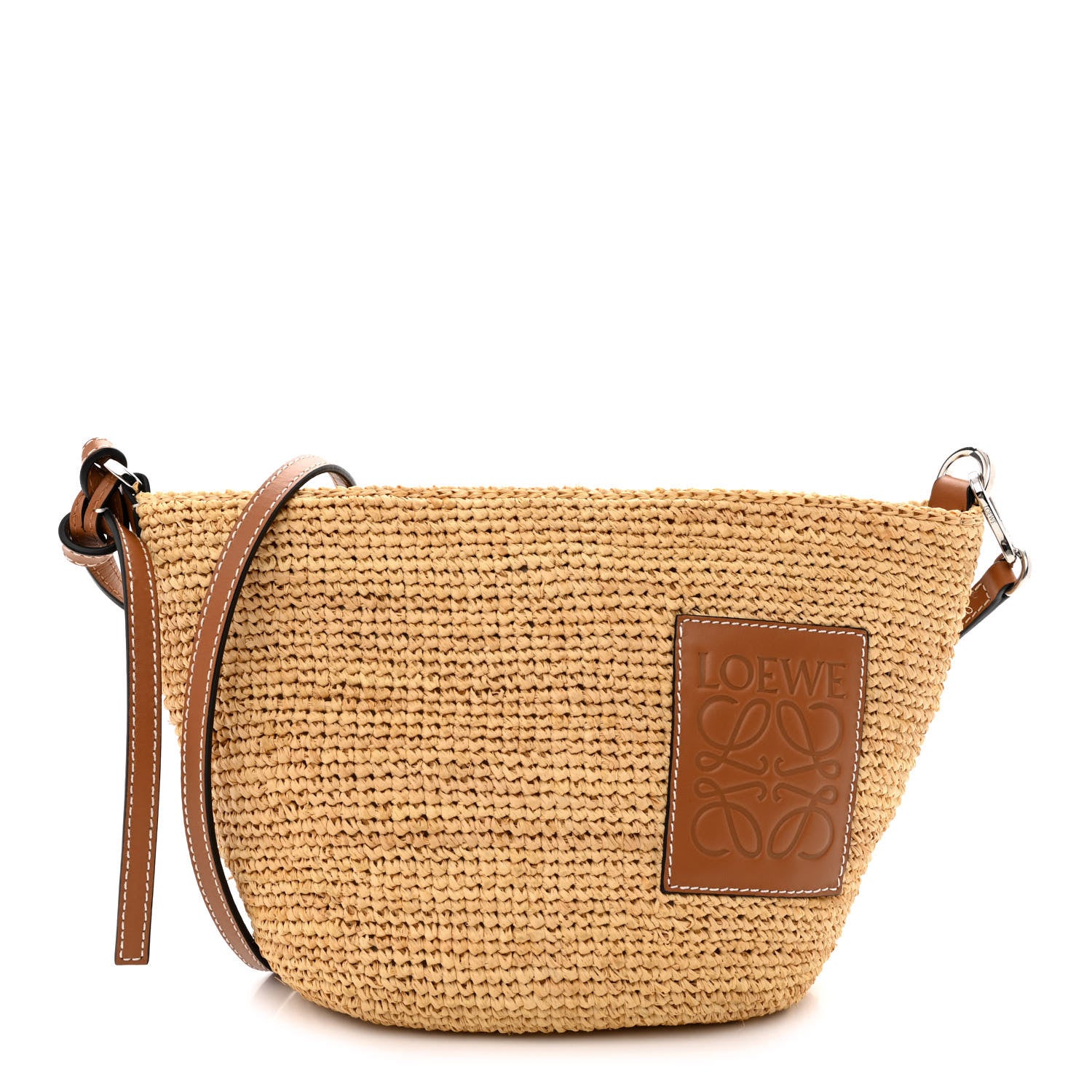 Loewe Calfskin Raffia Paulas Ibiza Pochette Bag Natural Tan 1 of 10
