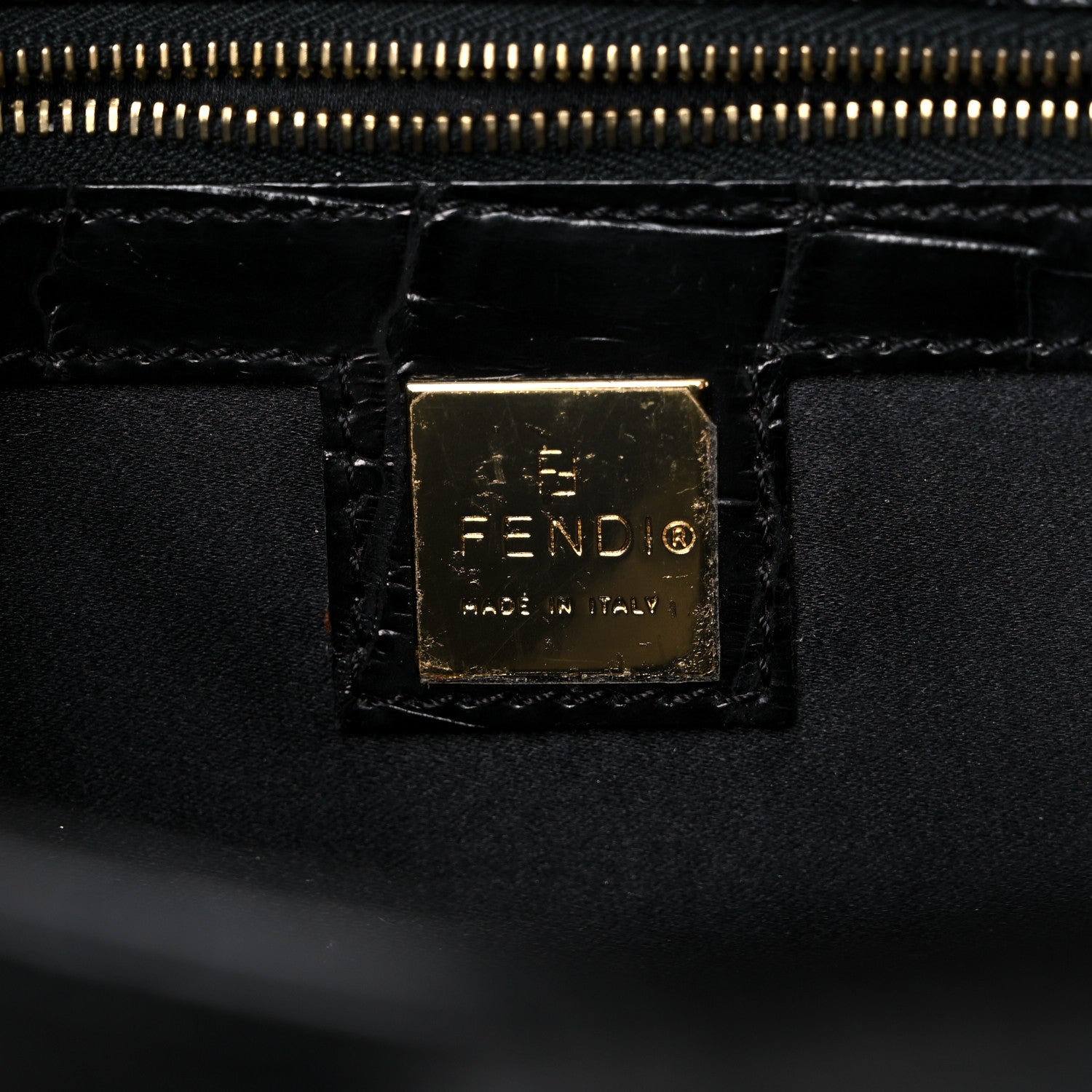 Fendi Crocodile Crystal Baguette Black 6 of 12