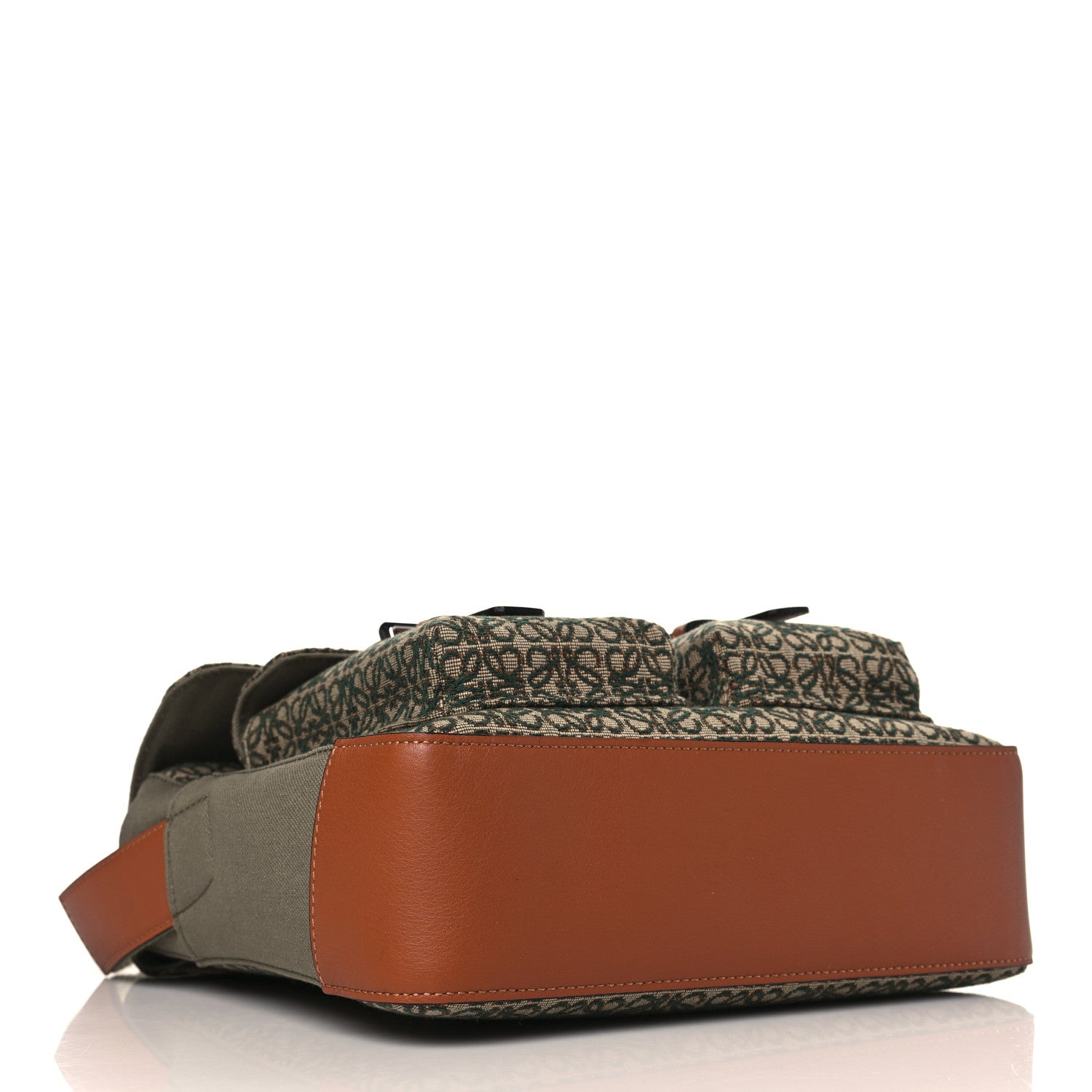 Loewe Jacquard Anagram Calfskin Military Satchel Khaki Green Tan 4 of 8