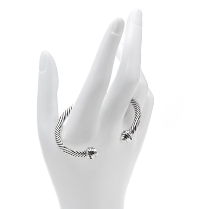 David Yurman Sterling Silver Diamond Pearl 5mm Cable Classics Princess Bracelet 2 of 4