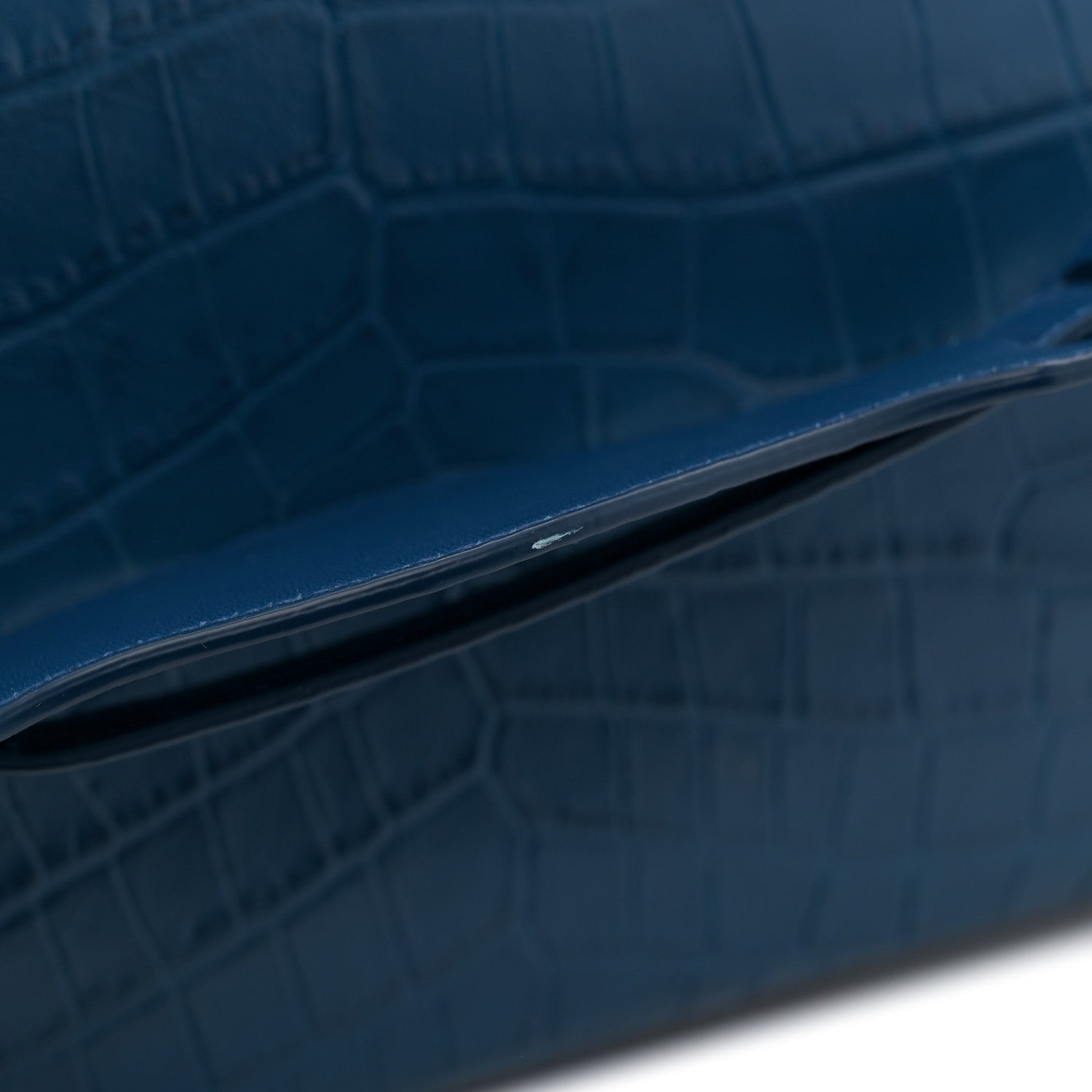 Balenciaga Calfskin Crocodile Embossed Classic Silver Hardware City Bleu Marine 14 of 15