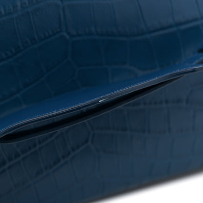 Balenciaga Calfskin Crocodile Embossed Classic Silver Hardware City Bleu Marine 14 of 15