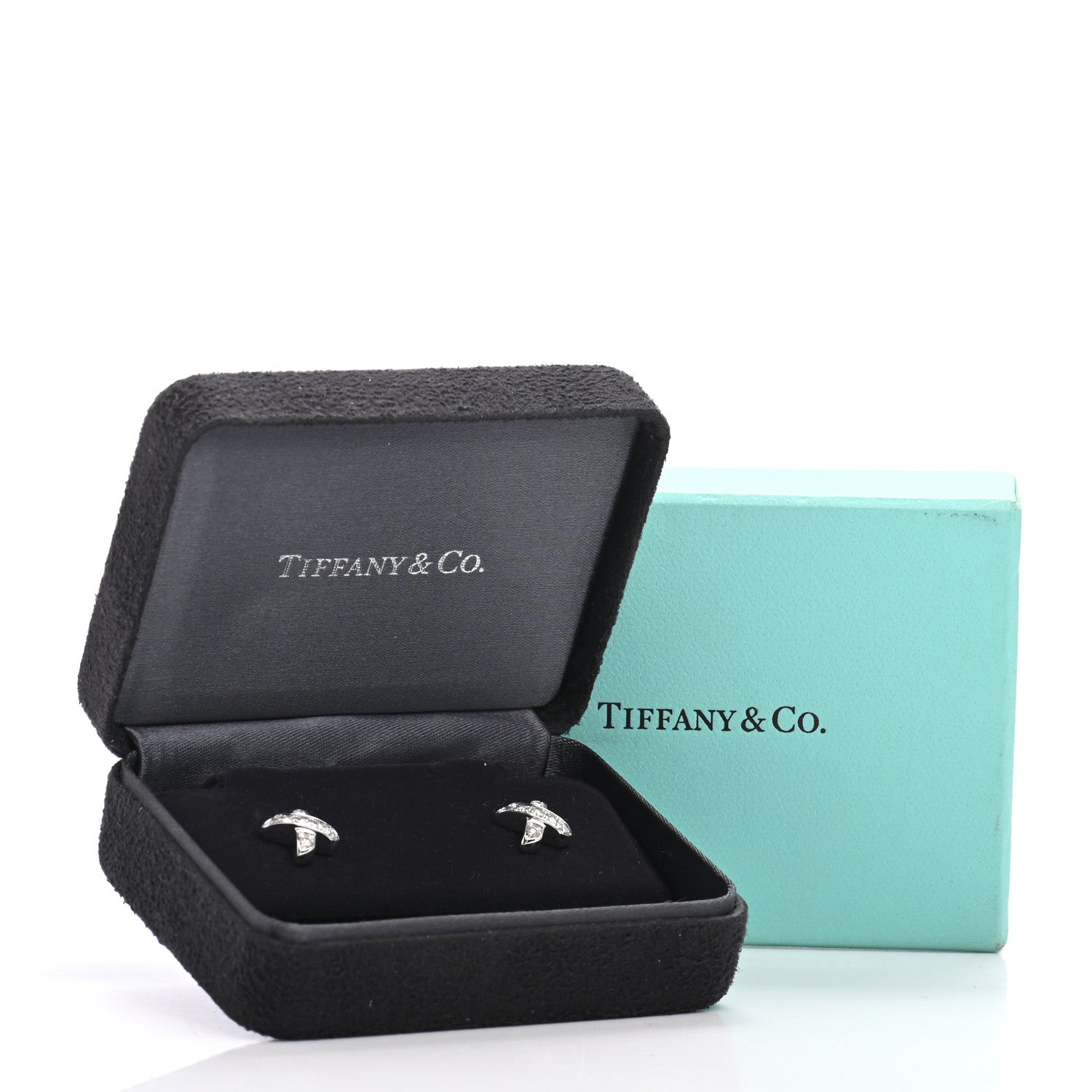 Tiffany 18K White Gold Diamond Paloma Picasso X Kiss Earrings 5 of 5
