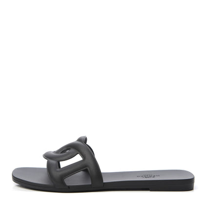 Hermes Rubber Aloha Sandals 37 Black 1 of 8