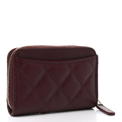 Chanel Caviar Quilted Zip Around Coin Purse Burgundy 3 of 8