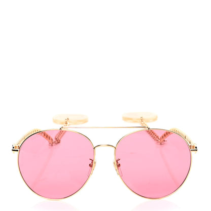Gucci Aviator Charm Chain GG0725S Sunglasses Gold Pink 2 of 5