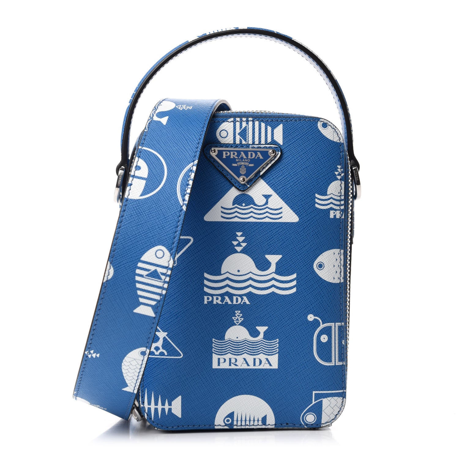 Prada Saffiano Whale Brique Crossbody Messenger Bag Marea 1 of 11