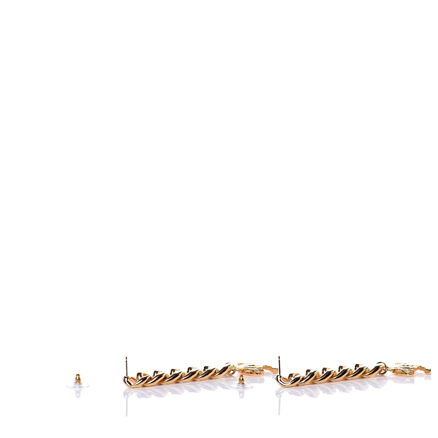 Metal CC Pick Drop Earrings Gold