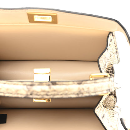 Fendi Snakeskin Shiny Nappa Petite Peekaboo I SEE U Satchel Daisy Roccia Camelia 5 of 12