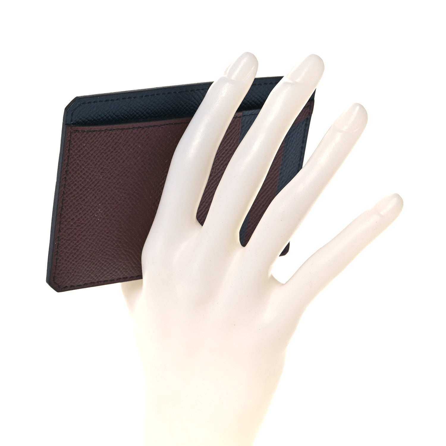 Hermes Epsom City 8CC Colorblock Card Holder Bleu Indigo Bordeaux 2 of 7