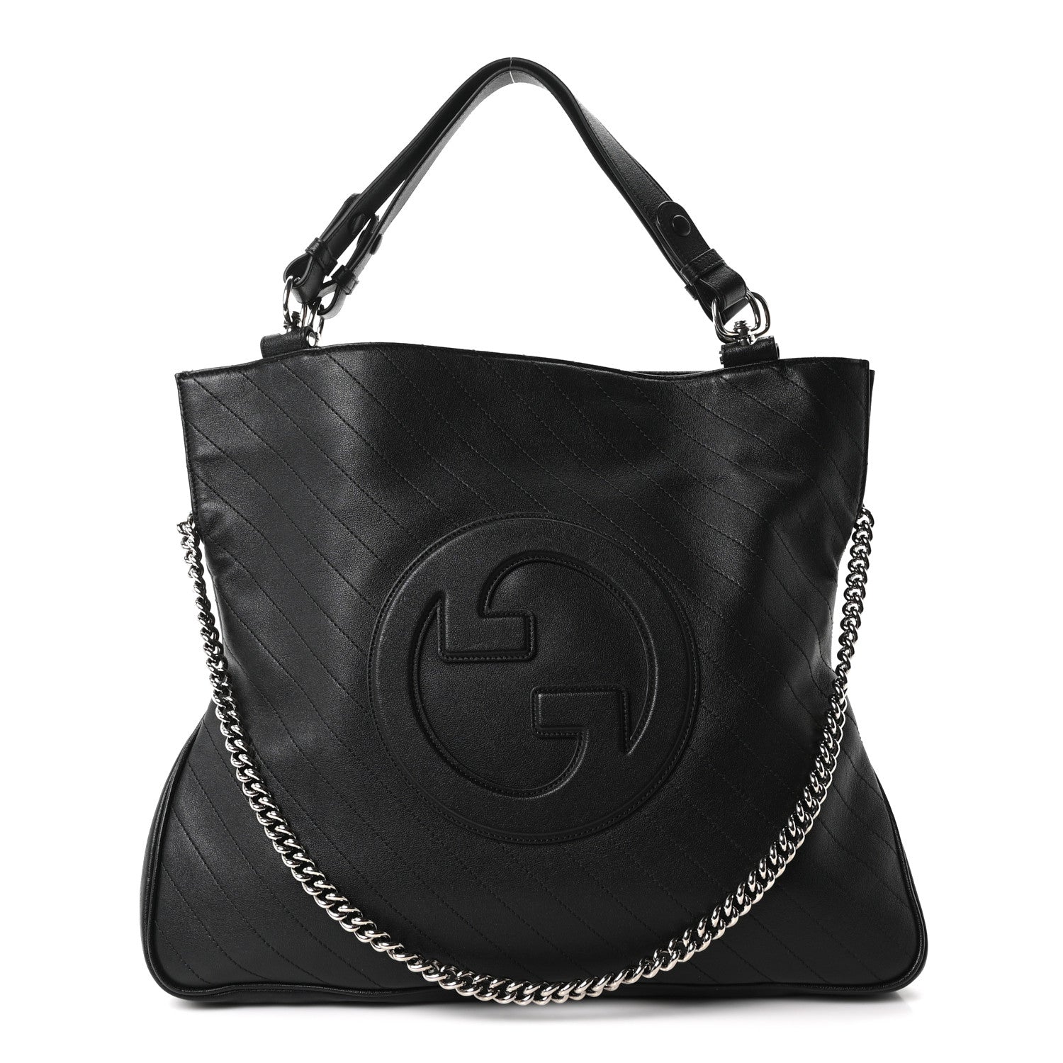 Gucci Sakai Be Green Calfskin Diagonal Stitched Medium Blondie Tote Black 1 of 10
