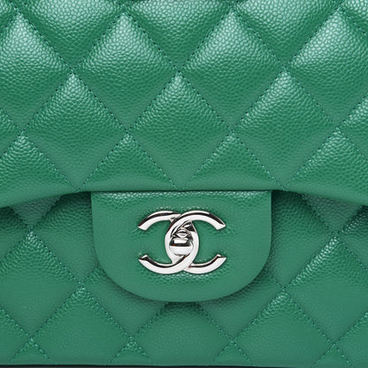 Chanel Caviar Quilted Jumbo Double Flap Green 8 of 11
