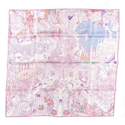 Hermes Silk Animapolis Scarf 90 White Fuchsia Multicolor 1 of 4