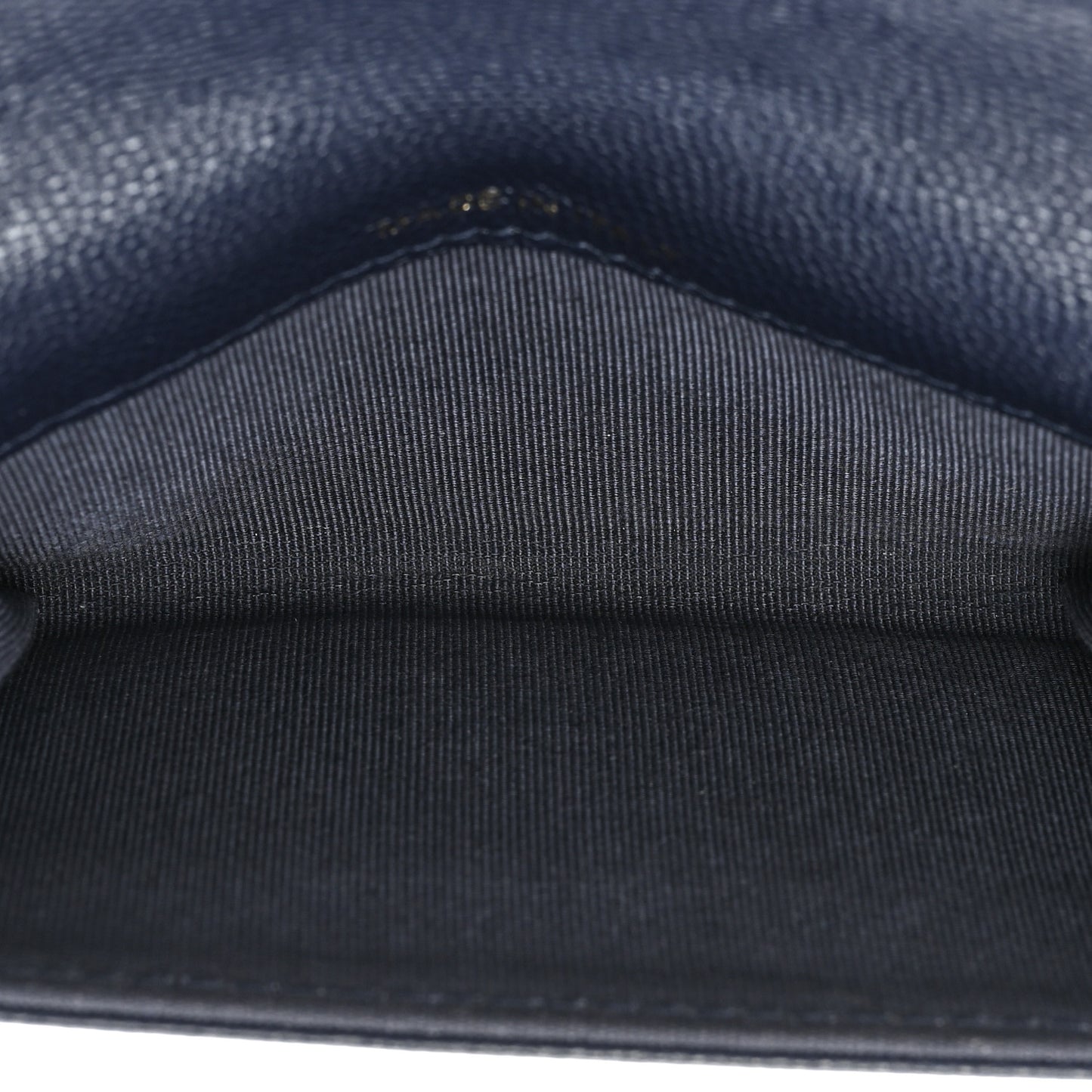 Caviar Quilted Flap Card Holder Wallet Navy