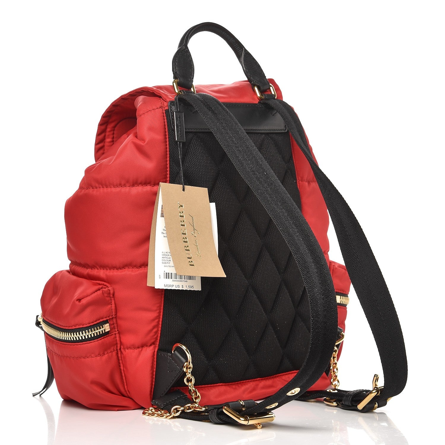 Burberry Quilted Nylon Medium Rucksack Backpack Bright Cherry 3 of 7