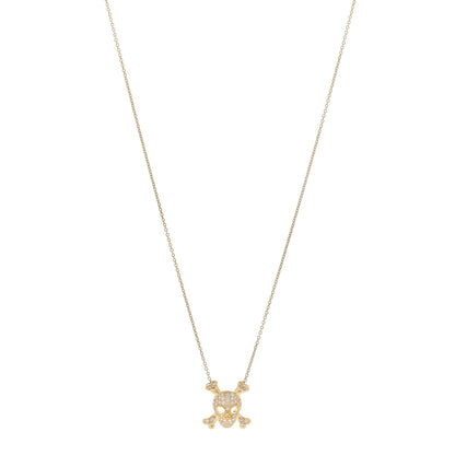 Roberto Coin 18K Yellow Gold Diamond Tiny Treasures Skull and Crossbones Necklace 1 of 3