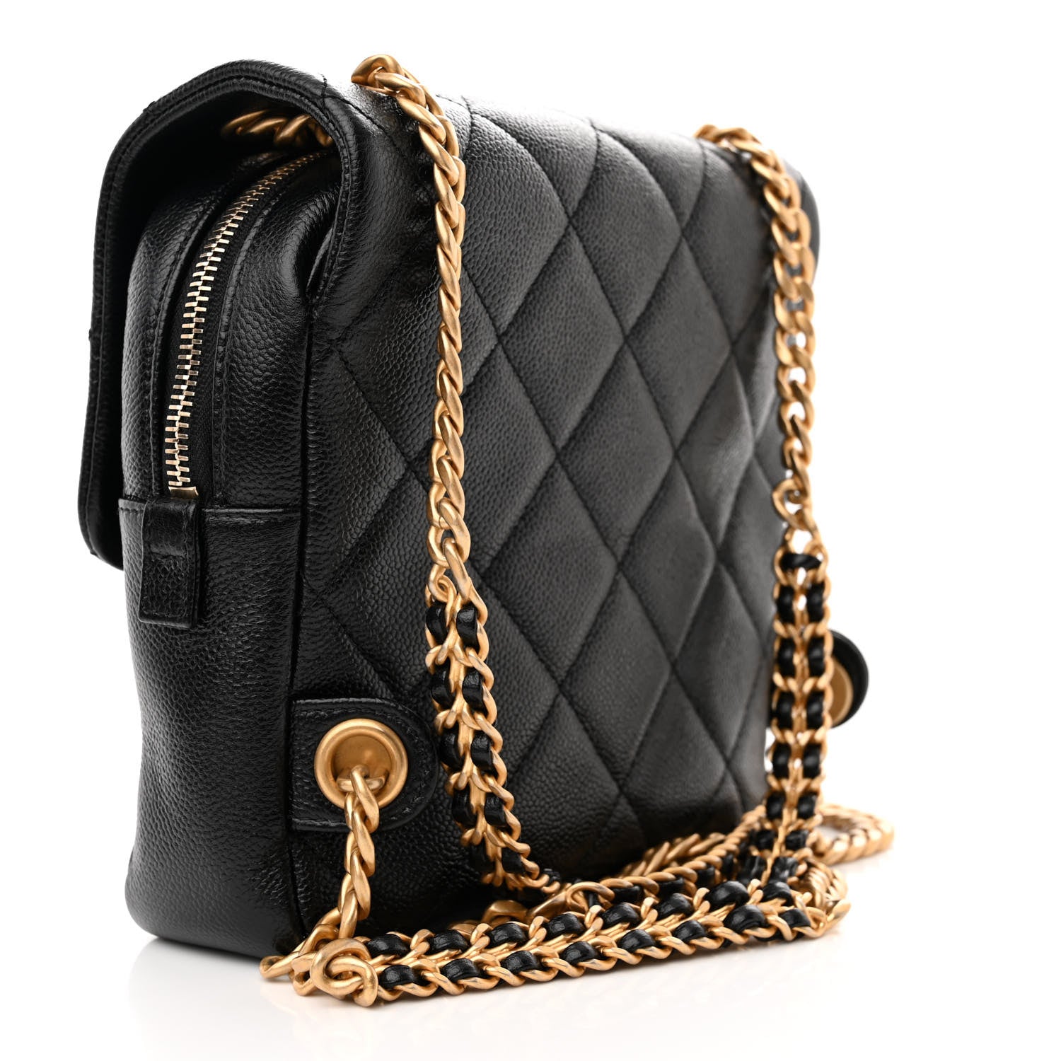 Chanel Shiny Caviar Quilted Chain Melody Backpack Black 3 of 11