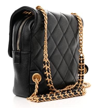 Chanel Shiny Caviar Quilted Chain Melody Backpack Black 3 of 11