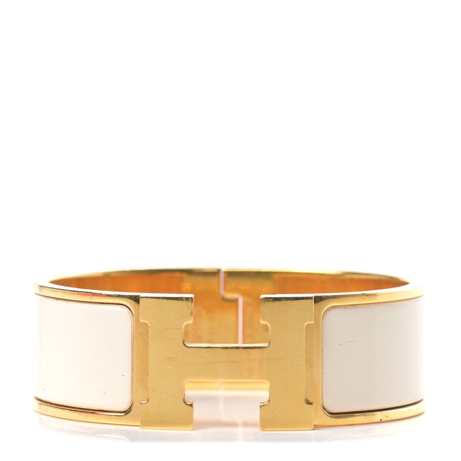 Hermes Enamel Wide Clic Clac H Bracelet PM Creme 1 of 4