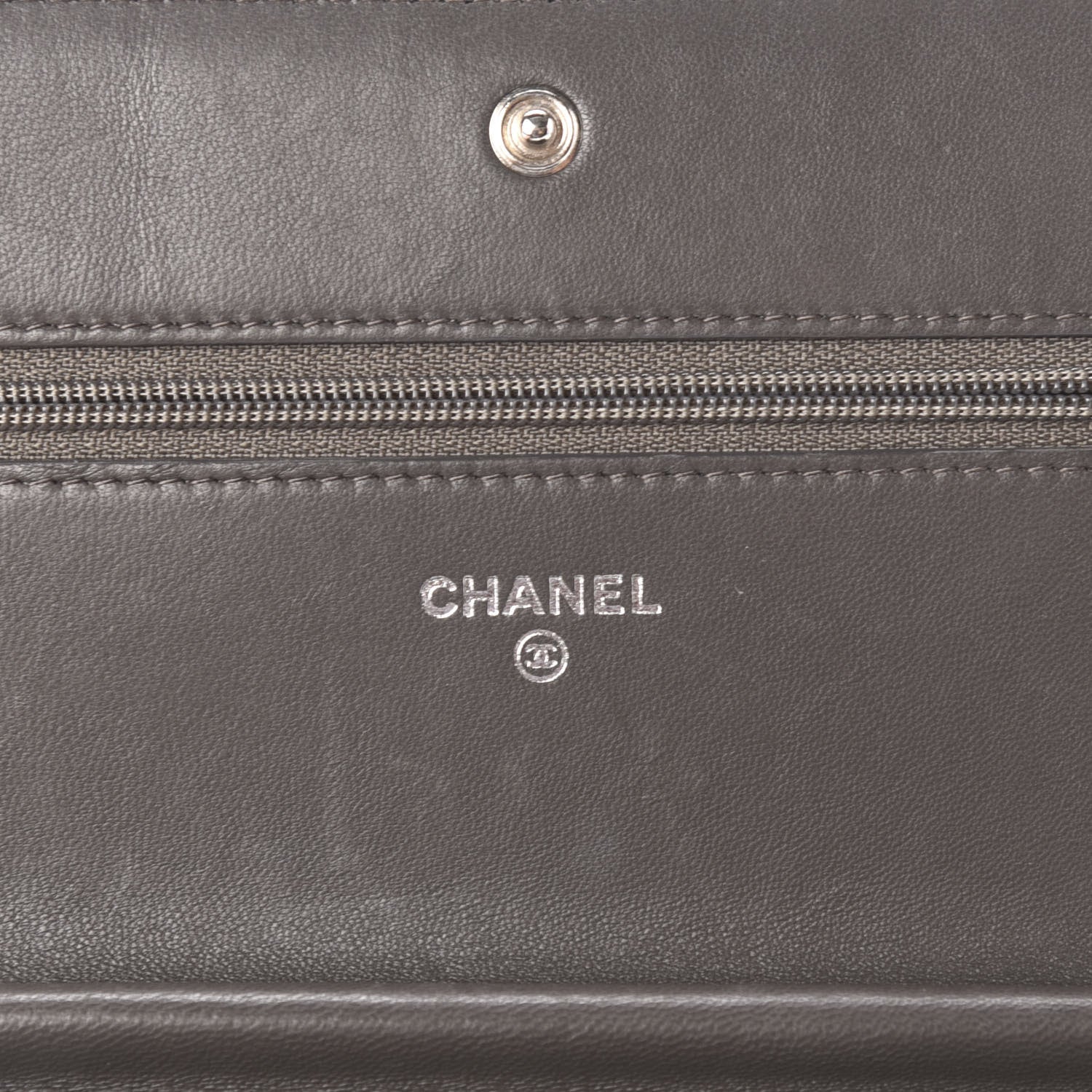 Chanel Lambskin Quilted Boy Wallet On Chain WOC Grey 5 of 12