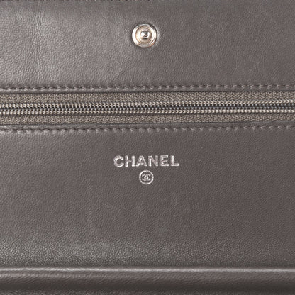Chanel Lambskin Quilted Boy Wallet On Chain WOC Grey 5 of 12