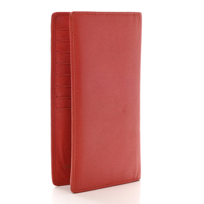 Chanel Goatskin Camellia Embossed Yen Wallet Red 3 of 8