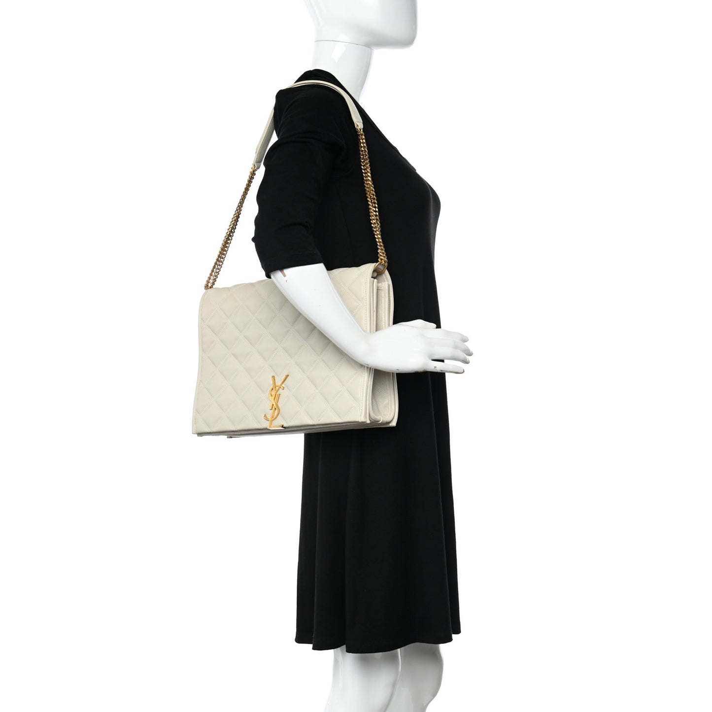 Lambskin Quilted Large Becky Chain Bag Crema Soft