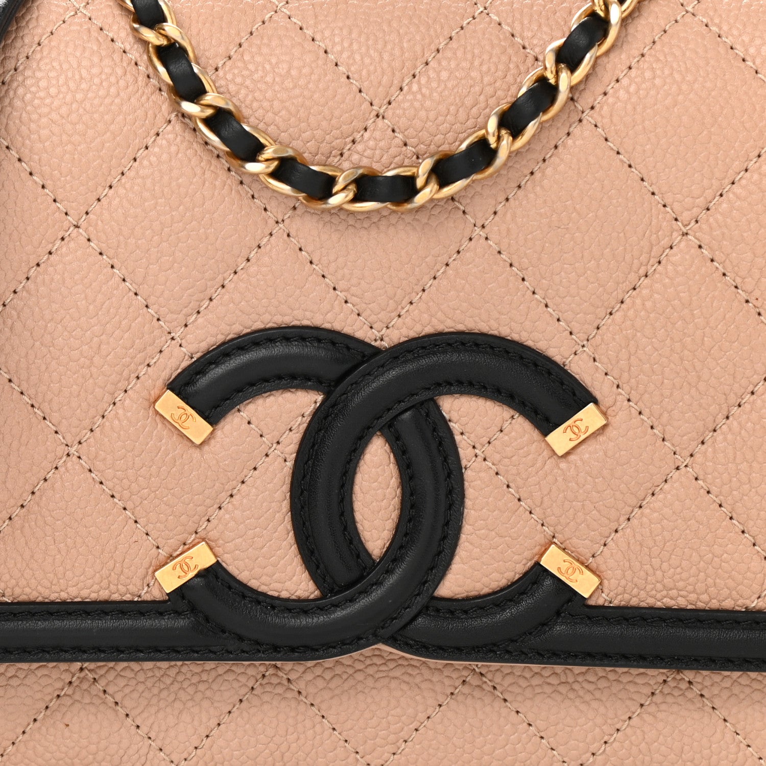 Chanel Caviar Quilted Small CC Filigree Flap Beige Black 9 of 11