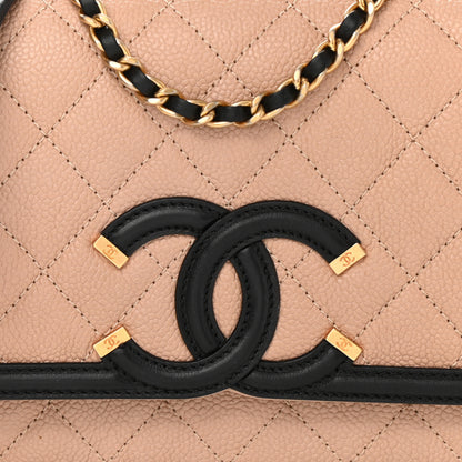 Chanel Caviar Quilted Small CC Filigree Flap Beige Black 9 of 11