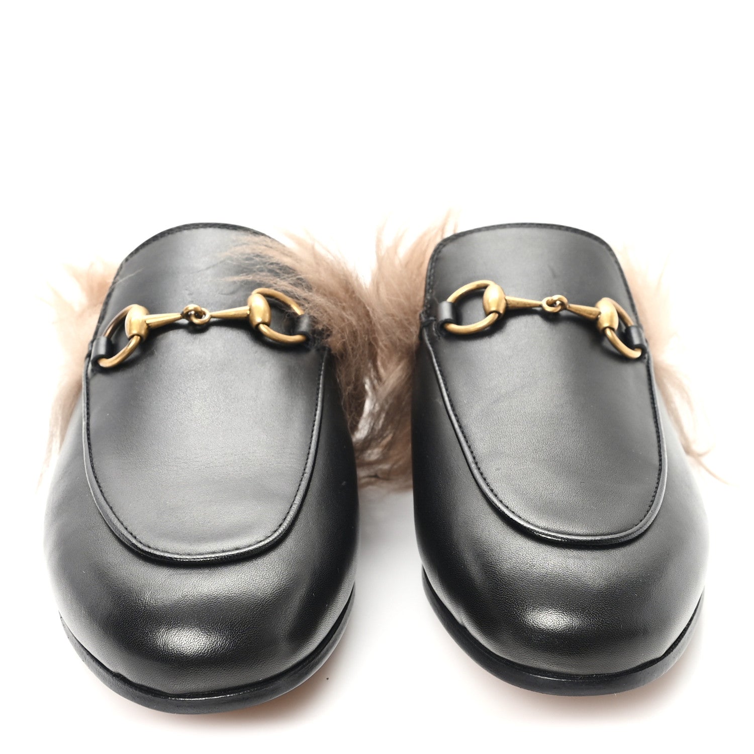 Gucci Calfskin Fur Womens Princetown Slippers 35 Black 3 of 8