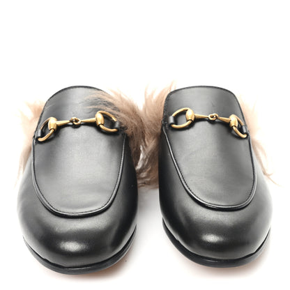 Gucci Calfskin Fur Womens Princetown Slippers 35 Black 3 of 8