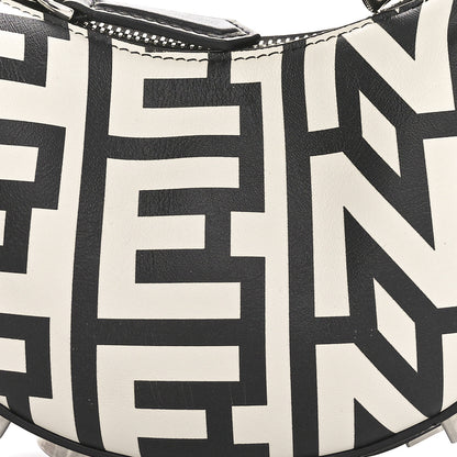 Fendi X MARC JACOBS Nappa Vitello King Logo Print Nano Fendigraphy Hobo Charm White Black 8 of 10