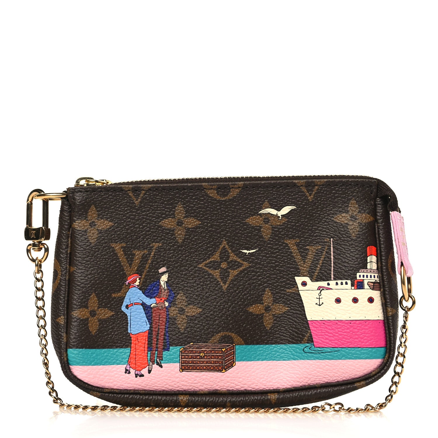 Louis Vuitton Monogram 2016 Christmas Animation Mini Pochette Accessories Rose Ballerine 1 of 8